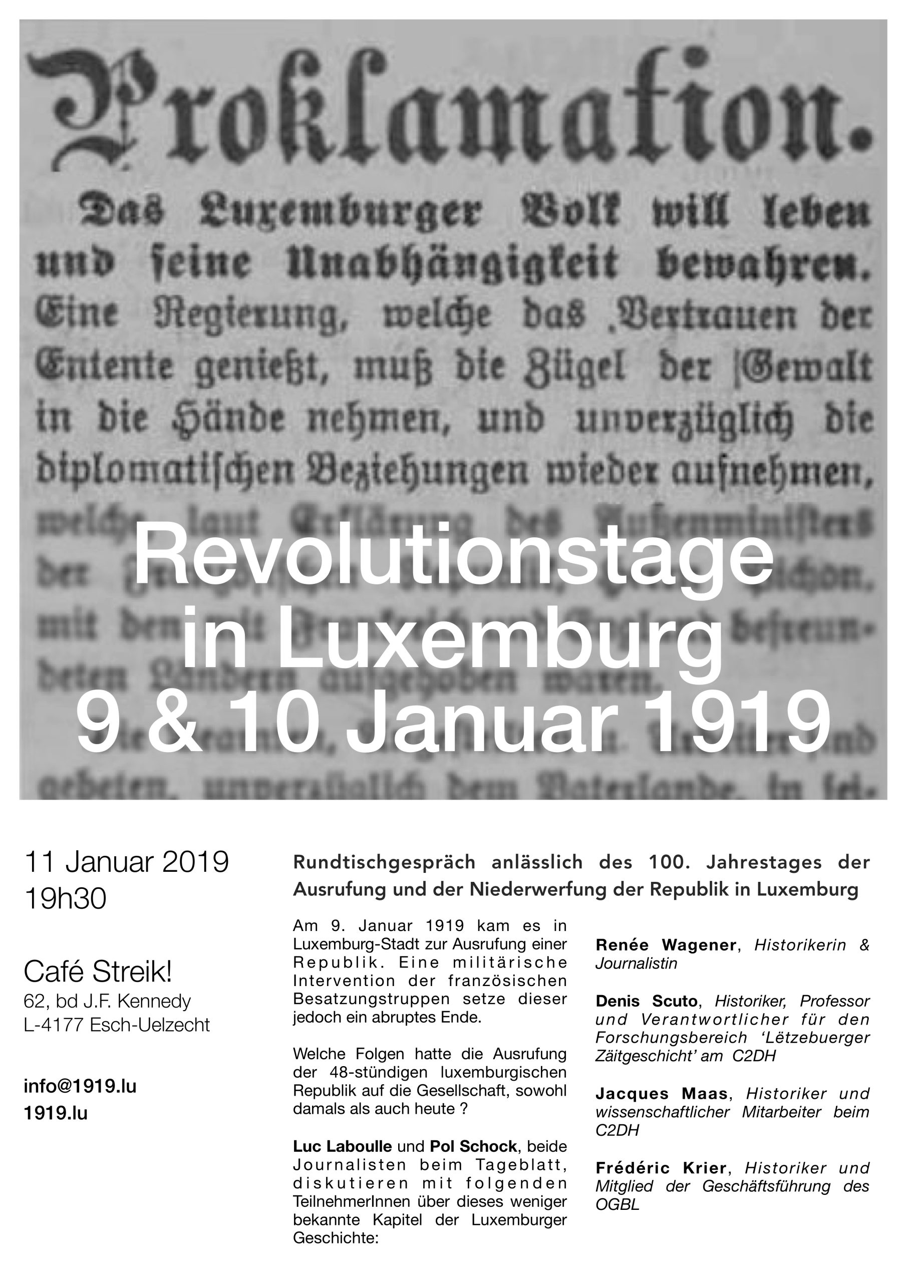 Revolutionstage in Luxemburg 9 & 10 Januar 1919